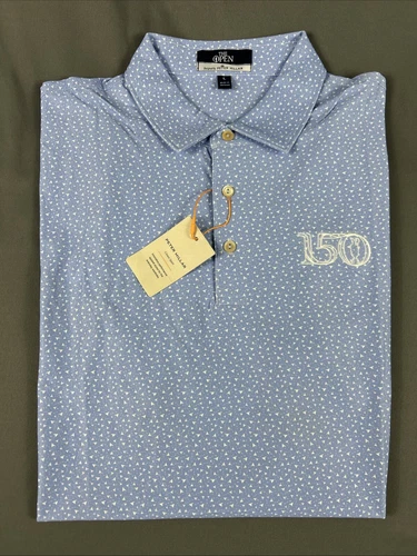 Peter Millar Golf Shirt Polo CS Summer Comfort British Open Logo Print Large
