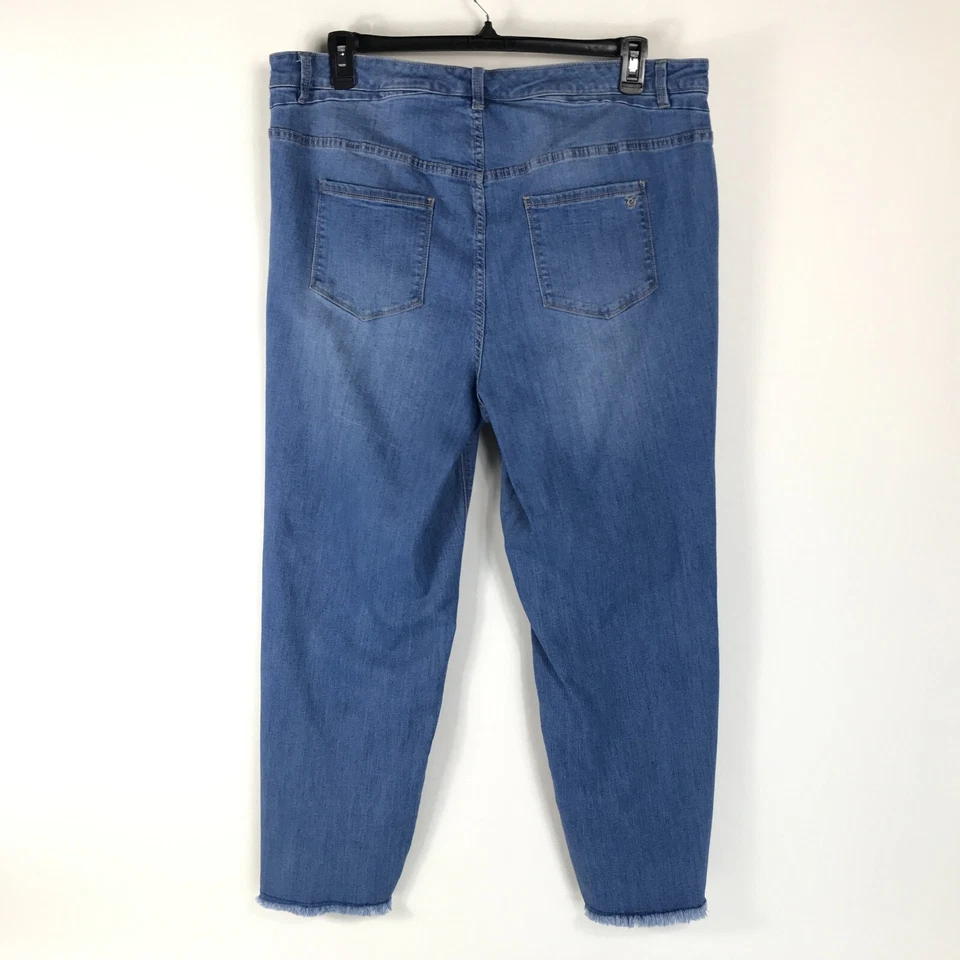 Susan Graver Stretch Denim Girlfriend Jean Women's Plus Size 20W Frayed Cuffs - Image 4 of 4