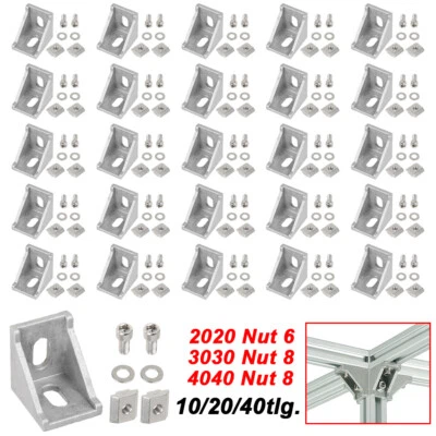 MARKENLOS 20x Eckwinkel 40x40 Winkel Nut 8 Aluprofil Winkel verbinder Befestigungsmaterial