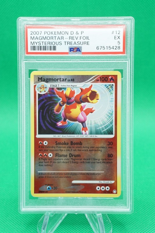 2007 Pokemon Diamond & Pearl Mysterious Treasure Rev Foil 12 Magmortar PSA 5 ES6