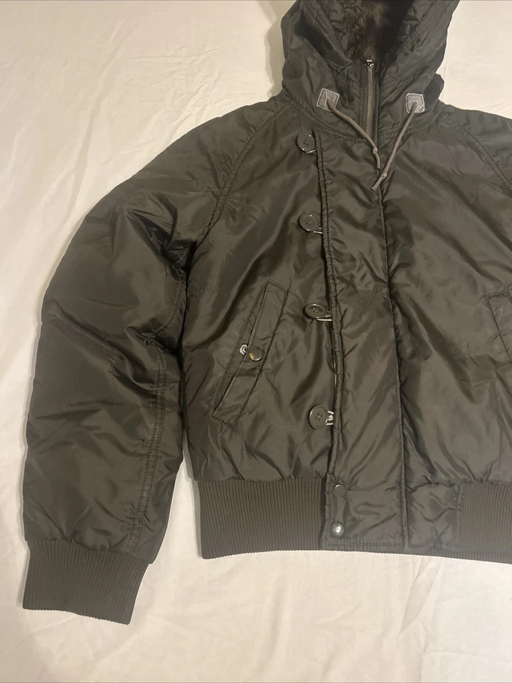 POLO JEANS RALPH LAUREN Mujer De Colección Marrón Con Capucha Y2K Chaqueta Bomber Grande M Foto 2 de 4