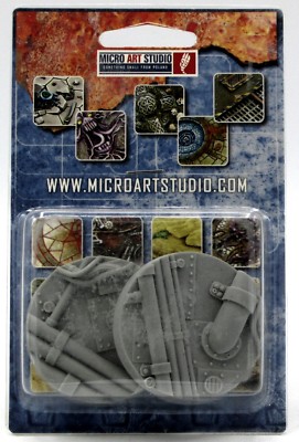 Micro Art Studio B03531 Pipeworks Bases Round 50mm (2) [Random] Chemical Plant