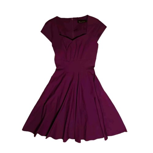 Women 50s Vintage Rockabilly Swing Dress V Neck Evening Party Gown Dress Small