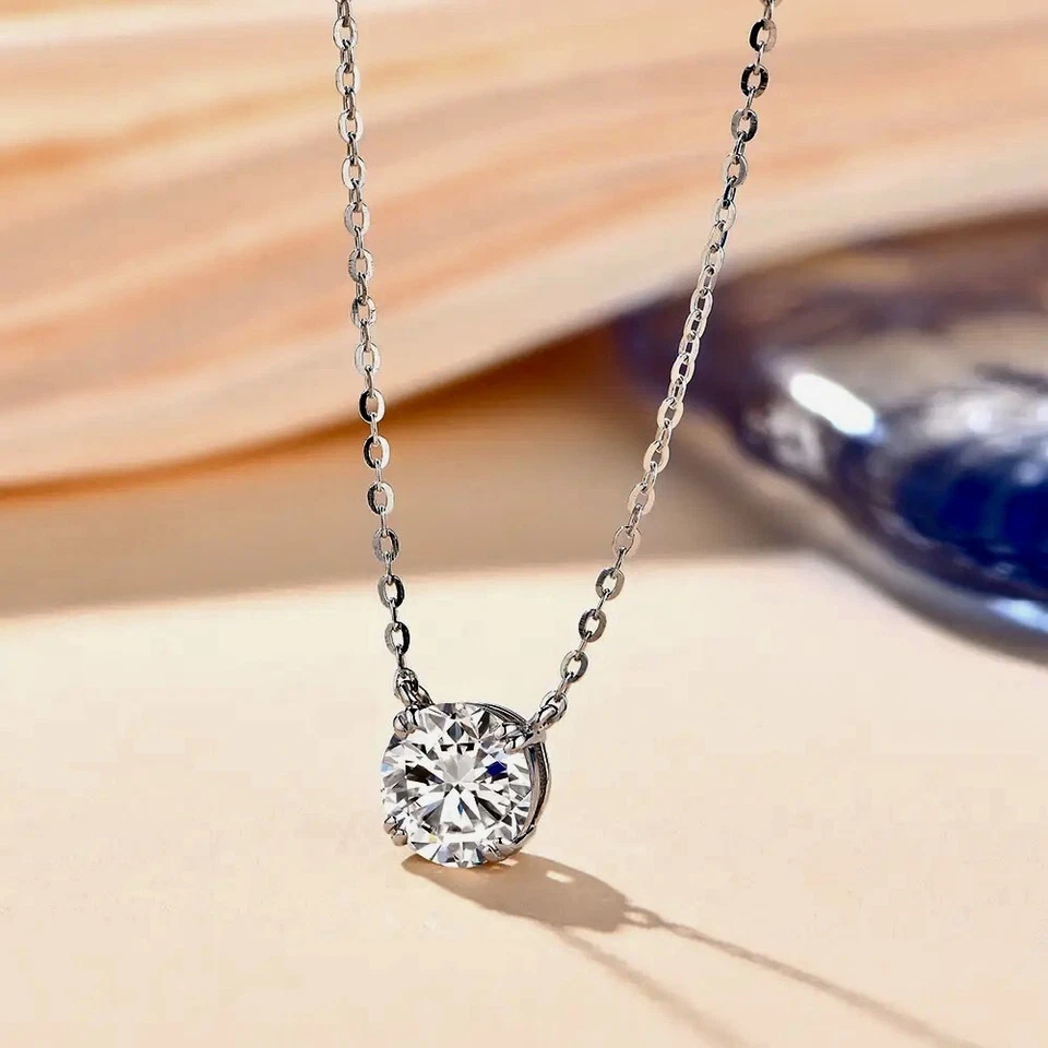 1ct Lab-Created Necklace in Rose VVS1/D/3EX Engagement Diamond Test Pass — 第 3/4 张图片