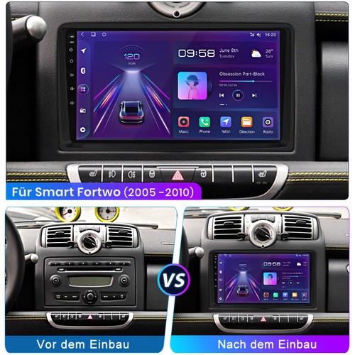 Für Smart Fortwo 451 2005-10 Autoradio DAB+ Android13 GPS WIFI Carplay RDS 1+32G - Bild 2 von 10