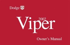 2002 Dodge Viper Owners Manual User Guide Reference Operator Book Fuses Fluids