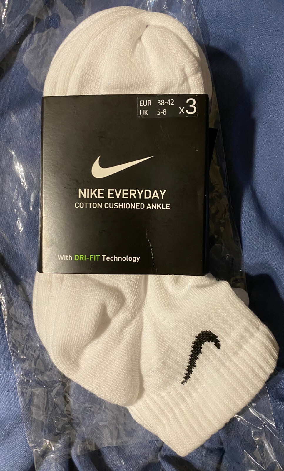123 PAIRS Nike White Cotton Ankle Socks SIZE 68 Cotton ankle Socks