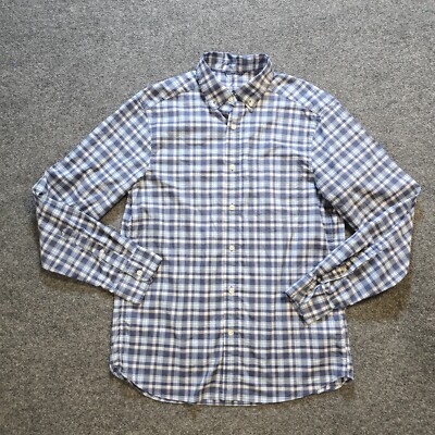 Vineyard Vines Shirt Mens Size Small Blue Plaid On The Go Performance Nylon Brrr