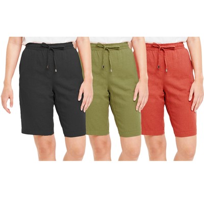 Women's Modest Bermuda Knee-Length Shorts in Black Denim