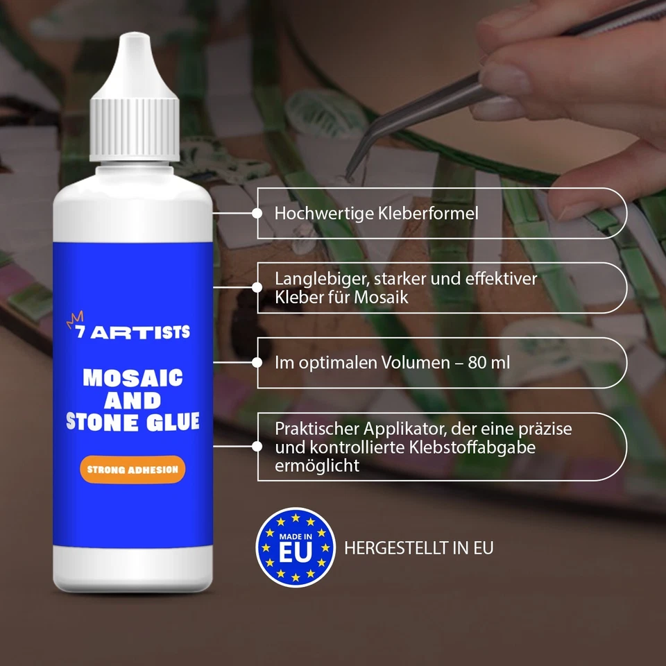 7 Artists Mosaiksteine Kleber, pulverförmiger Mosaik Kleber 80 ml - Bild 4 von 4