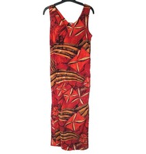Tribal Dress Womens 8 Maxi Long Vintage Sleeveless Tie Red Woven Lightweight Y2K