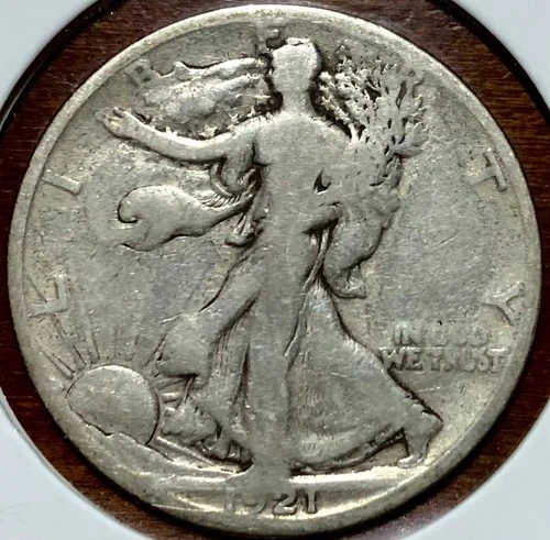 1921 S Walking Liberty Half Dollar, 90% Silver, Unc, NR, VG Details, Key Date
