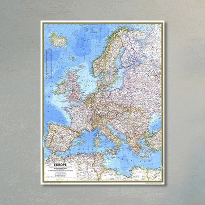 Large Detailed Europe Map Contries And Citites Canvas Prints Posters Wall Art