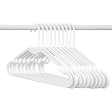 Heavy-Duty Non-Slip Plastic Clothes Hangers with Double Hooks White 20 Pack