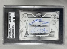 2024 Leaf Metal Shohei Ohtani Lionel Messi Dual Auto BLACK PRINTING PLATE 1/1