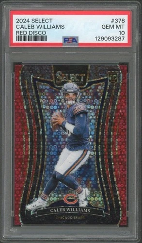 2024 Panini Select Caleb Williams Suite Level #378 Red Disco Prizm /49 PSA 10