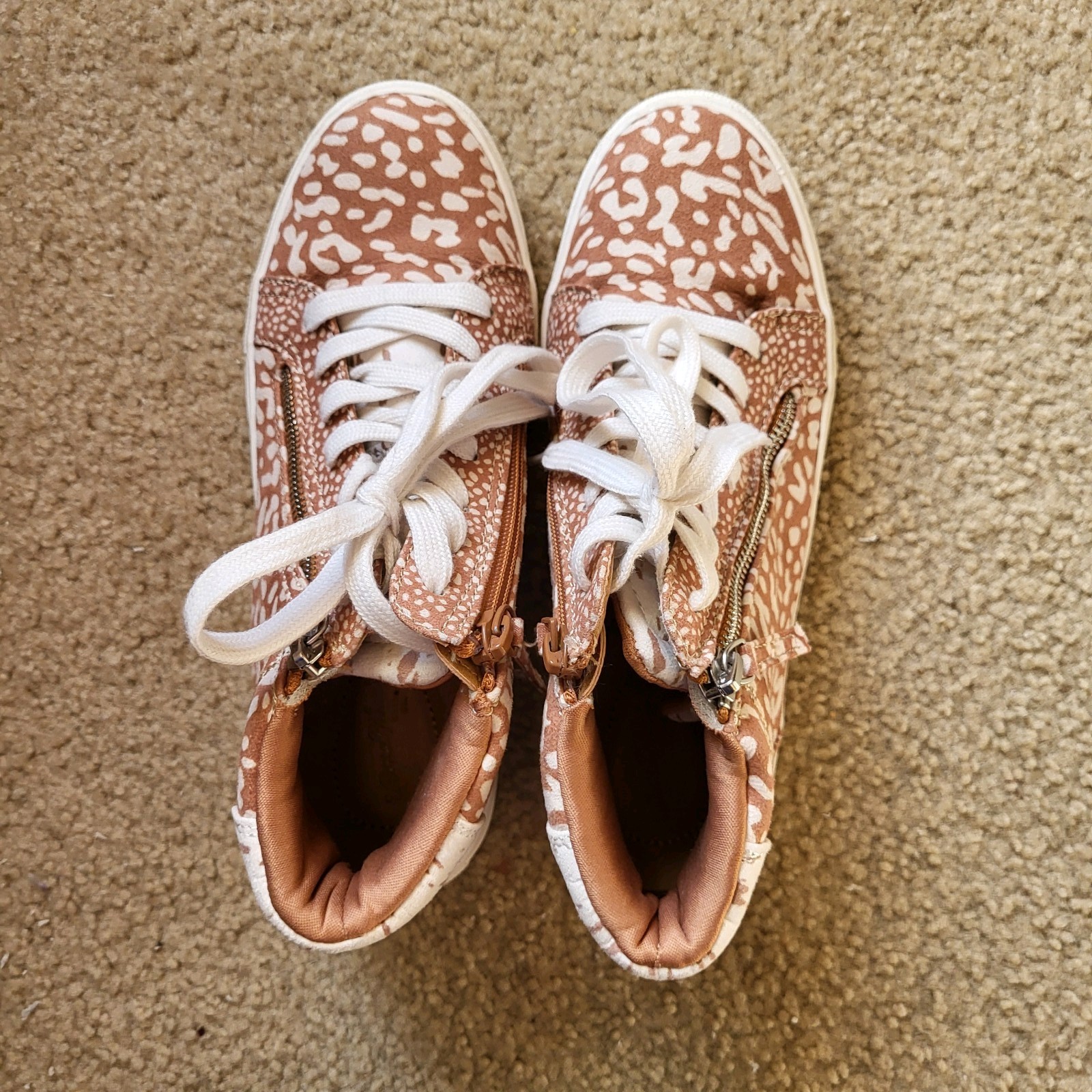 Universal Thread BrownWhite Cow Print HighTop Lac… - image 4