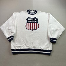 Vintage Union Pacific Railroad Sweatshirt Mens Large White Crewneck Train 90s