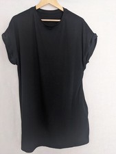 Shein Plain Black Pocketed Cap Sleeve Mini Dress Size Large Baggy Casual Party
