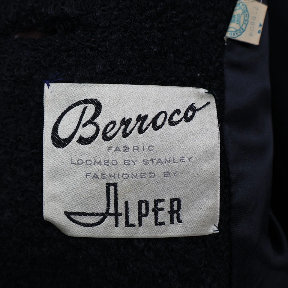 Abrigo con capa de lana vintage Alper Berroco para mujer pequeño negro Downton Abbey Boucle Foto 2 de 4