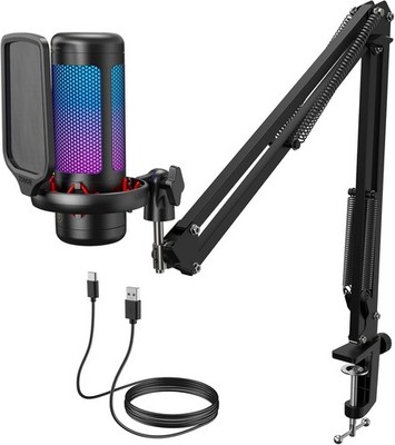 TONOR Gaming Mikrofon PC, USB Microphone für Computer PS4/5, Kondensatormikro 
