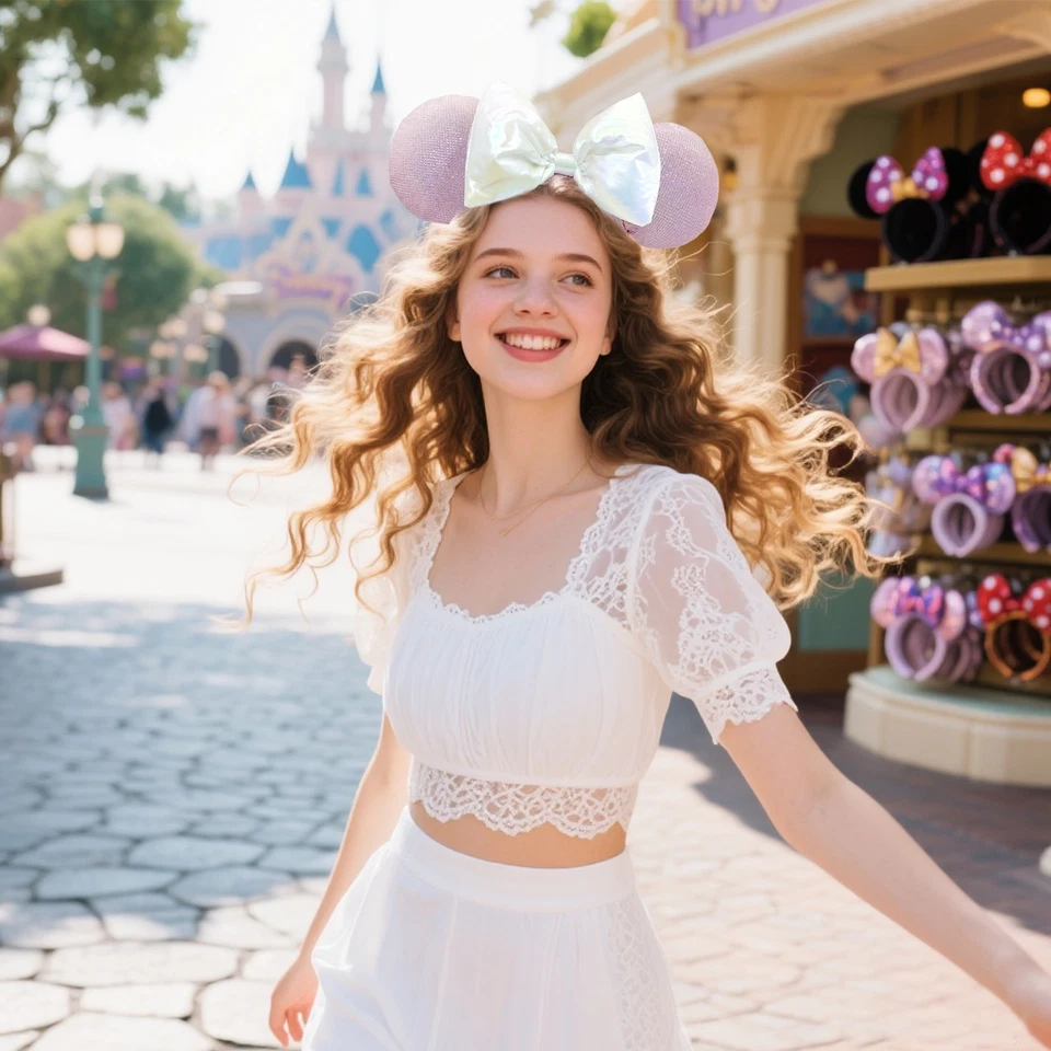 Disney Parks Tokyo Japan Pink White Ribbon Headband Minnie Ears Mickey Mouse - Image 2 of 4