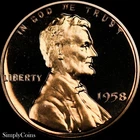 1958 Lincoln Wheat Cent Penny PROOF CAMEO CAM CHOICE RED RD