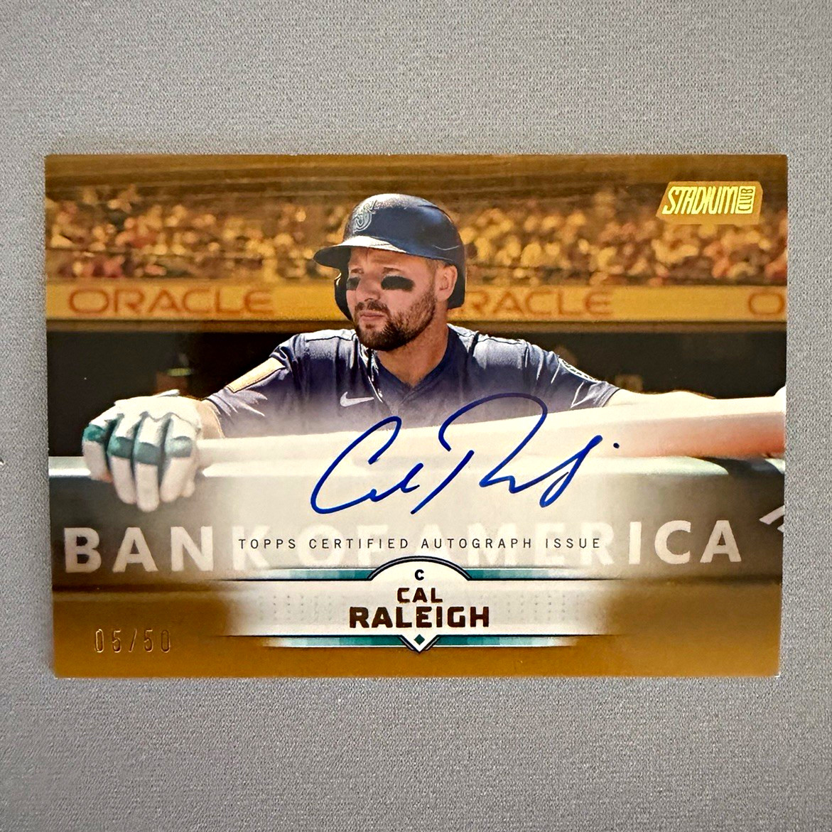 2025 Topps Stadium Club Cal Raleigh Mariners #SCBA-CRA Gold Auto 05/50