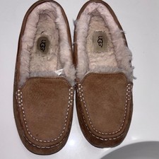 UGG Ansley Chestnut Suede Wool Lined Moccasin Slippers Womens 8 3312