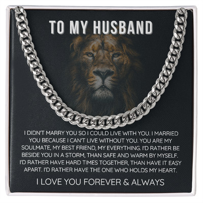 To My Husband Cuban Link Necklace Message anniversary birthday gift for him