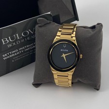 Bulova Millennia 97A183 Men's Quartz Watch Black Dial Gold-Tone Stainless Steel