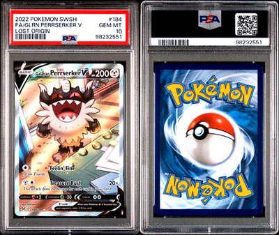 2022 Galarian Perrserker V 184/196 Alt Art FA Pokemon Lost Origin