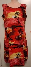 Vintage Palmwave Hawaii XXL Red Sunset Surfer Beachy Resort Vaca Tank Dress EUC