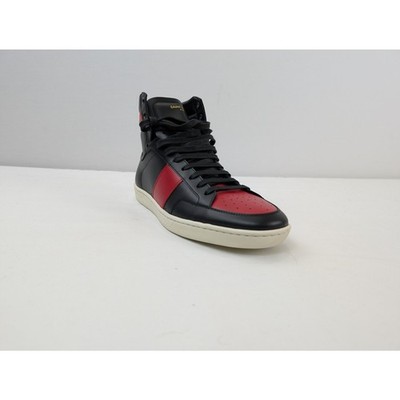 Saint Laurent Paris Alpha Sigma SL10H Hi Top Sneakers in Red/Black