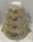 Vintage PYREX Forest Fancies Mushroom #441-444 Cinderella Nesting Mixing Bowls
