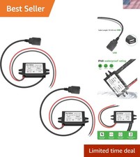 2-Pack 12V 24V DC to 5V 3A USB Female DC Converter Adapter Buck Module