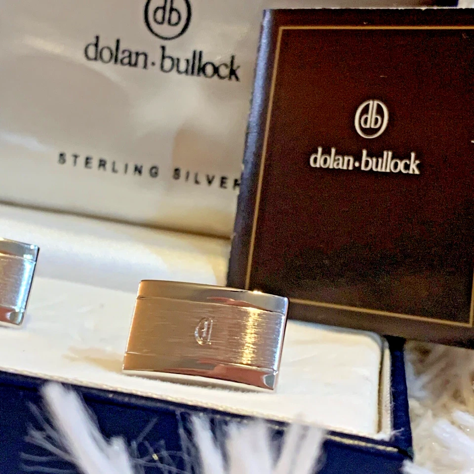 Dolan Bullock 复古纯银 925 袖扣带盒 Monogrammed 带 'C' — 第 3/4 张图片
