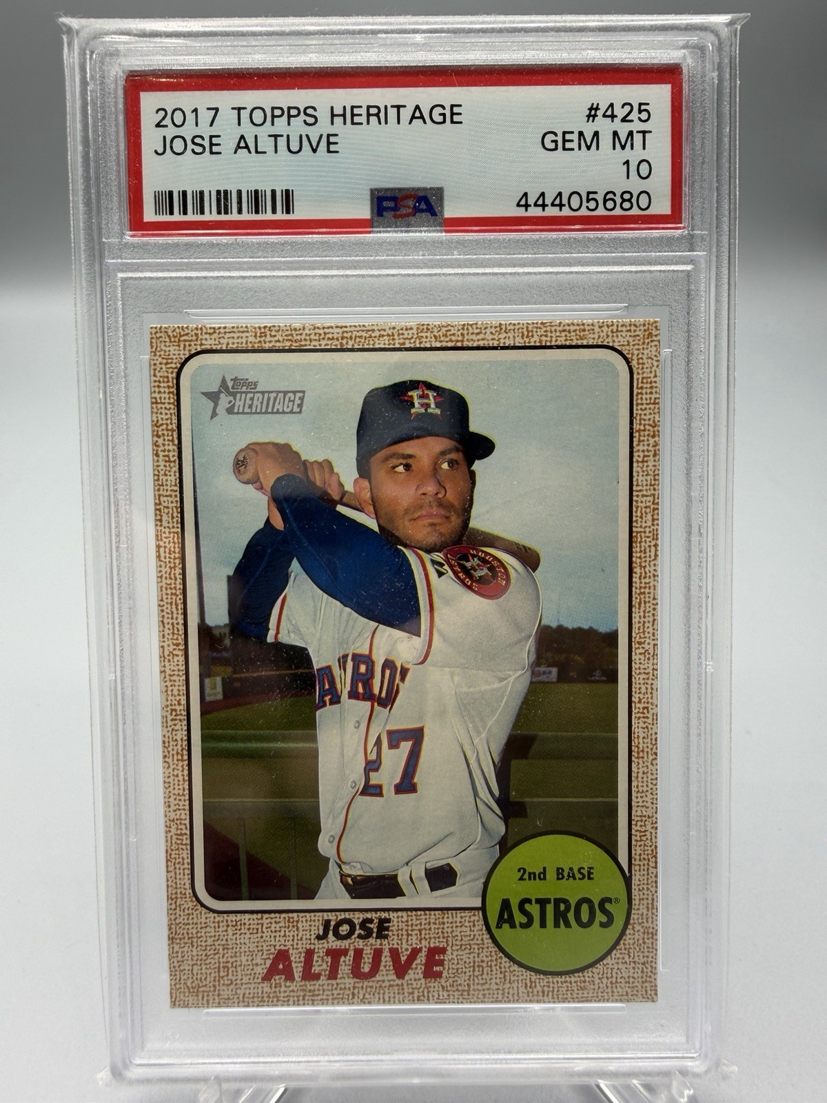Jose Altuve 2017 Topps Heritage PSA 10 #425 Low Pop SP Short Print Astros view 1