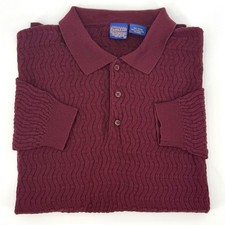 1990's Vintage Pendleton Burgundy Cotton Knit Sweater Pullover Mens XL Collared