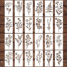 24 Pcs Wildflower Stencils Flower Leaf Painting Stencils Reusable Flower