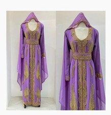 Moroccan Handmade Women Dress Dubai Kaftan Abaya Farasha New Long Gown Eid Party