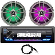 JVC KD-X38MBS 1-DIN Marine Bluetooth Receiver, 2x 6.5" 225W Max Coaxial Speakers