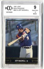 JEFF BAGWELL~RARE 1991 GOLD LEAF ROOKIES #BC14 GRADED BGS BCCG-9 NRMINT+ RC CARD