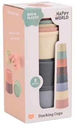 HAPPY WORLD Stapelbecher - Spiel aus Bio-Kunststoff 8-teilig NEU