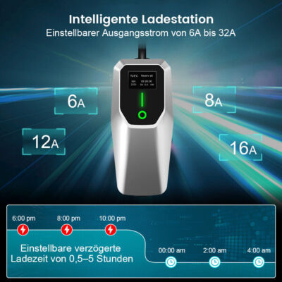 3 Phase 4m 16A 11KW Typ 2 EV Elektroauto Ladekabel PHEV Ladegerät Mobile Wallbox