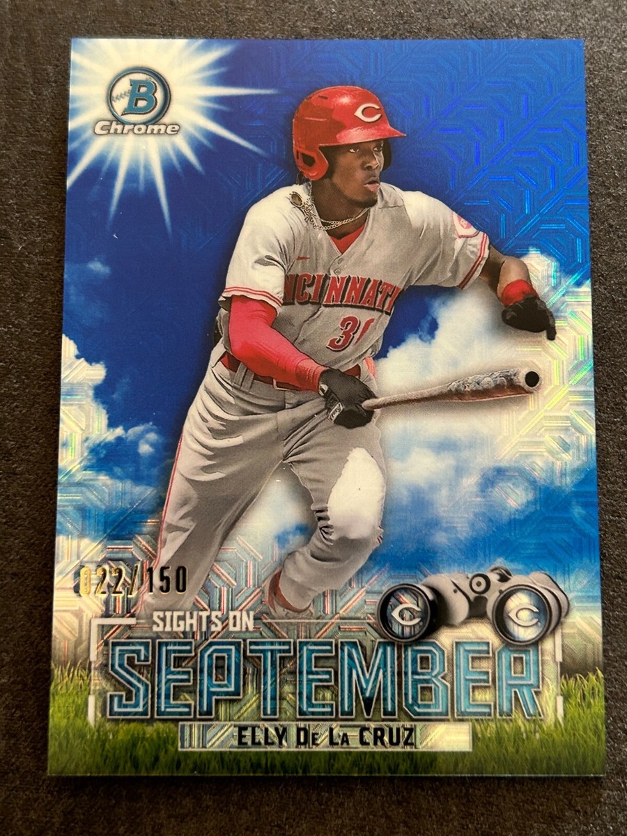 ELLY DE LA CRUZ 2023 BOWMAN CHROME MB/150 SIGHTS on SEPTEMBER BLUE