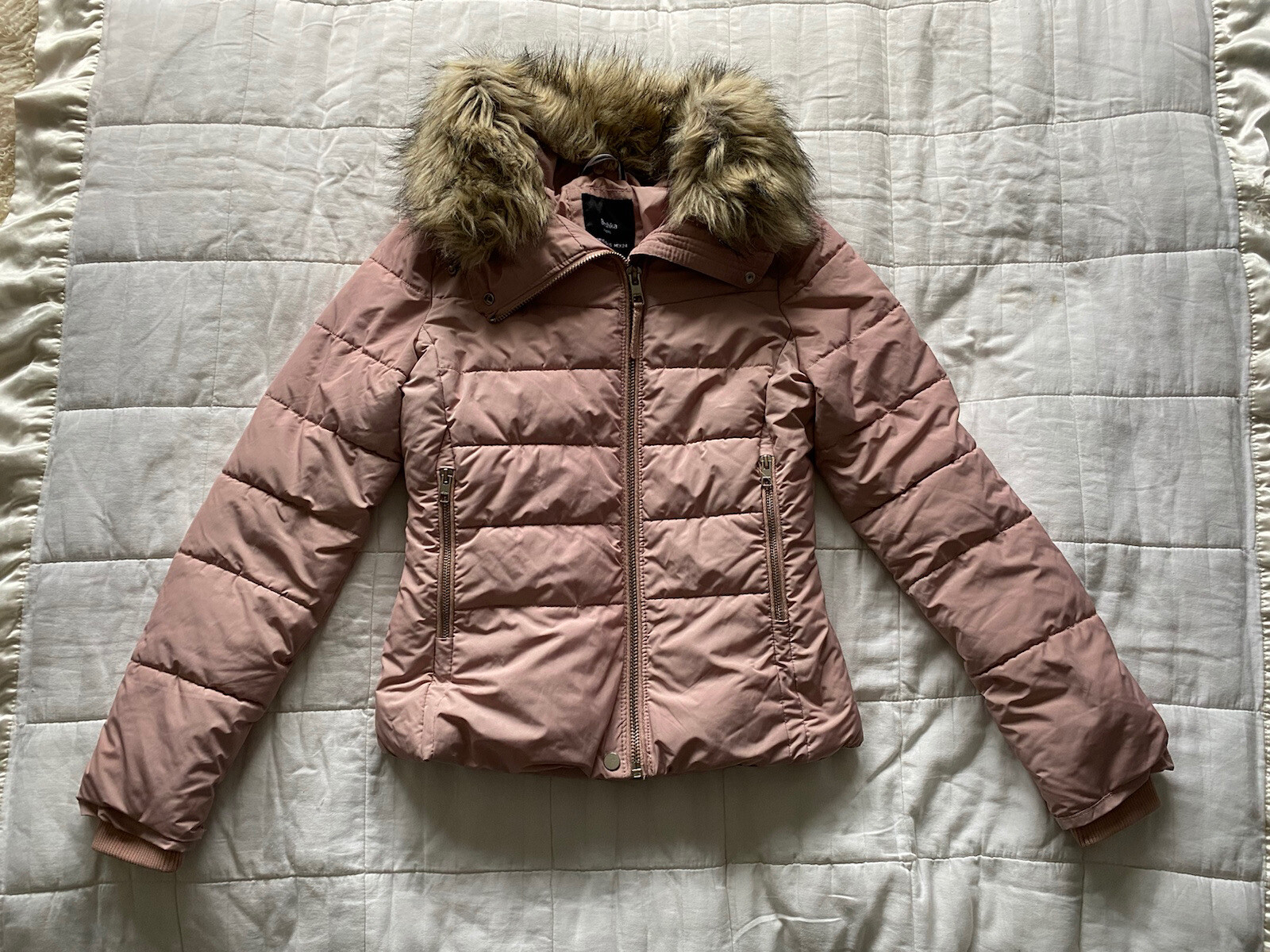 Womens Girls Bershka Dusky Pink Puffer 