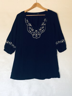 Forever 21 Navy Blue White Floral Embroidery Peasant Dress S Pockets | eBay Forever 21 Navy Blue White Floral Embroidery Peasant Dress S Pockets | eBay