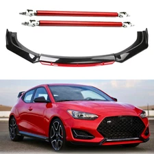 Front Bumper Lip Body Kit Splitter Spoiler Glossy Black Red For Hyundai Veloster