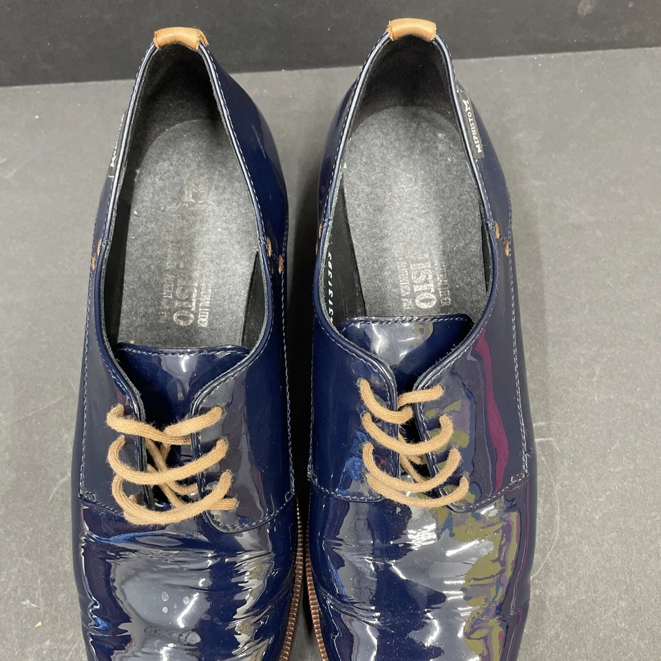 Mephisto Lace Up Oxford Patent Leather Blue Navy Tan Men’s 6.5 Women’s 9 - Image 2 of 4
